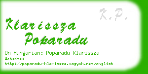 klarissza poparadu business card